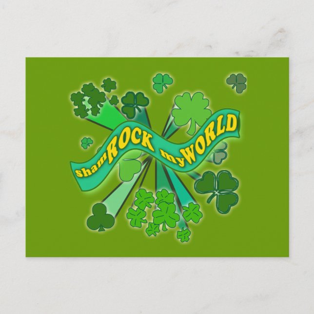 Postal sham ROCK my WORLD Green St Pats Tshirt (Anverso)