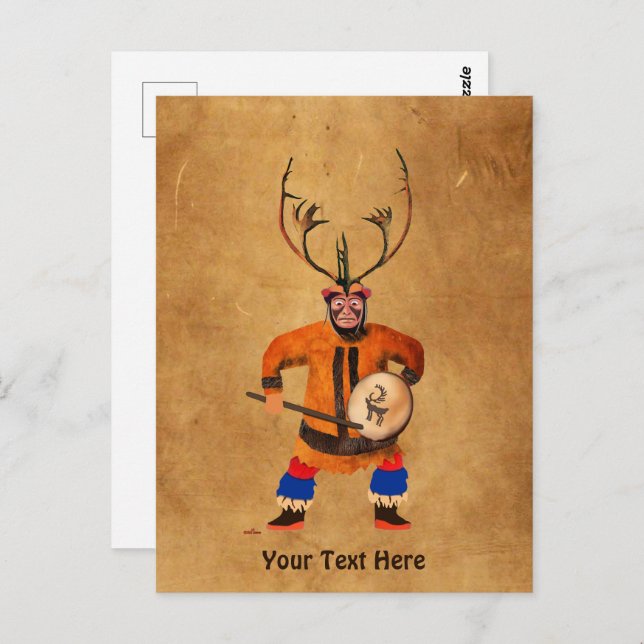 Postal Shaman tamborilero (Anverso / Reverso)