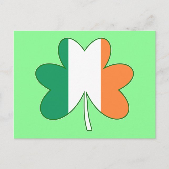 Postal Shamrock en bandera irlandesa (Anverso)
