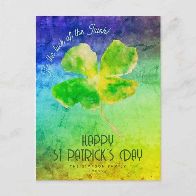 Postal Shamrock es la suerte del Día de los Patrones de l (Anverso)