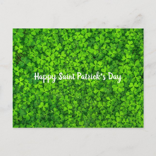 Postal Shamrock verde irlandés del Día de San Patricio (Anverso)