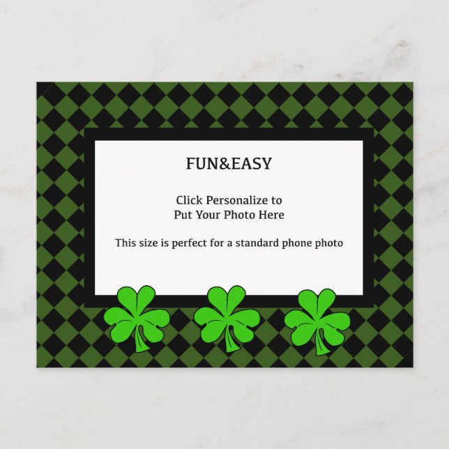 Postal Shamrock y tu foto en verde y negro (Anverso)