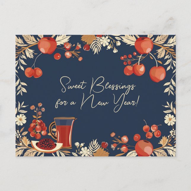 Postal Shana Tova - azul (Anverso)