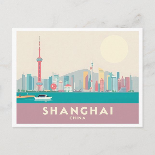 Postal Shanghái China: El viaje de Bund Pastel (Anverso)