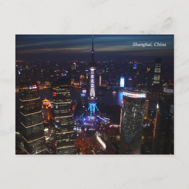 Postal Shanghai por la noche China (Anverso)