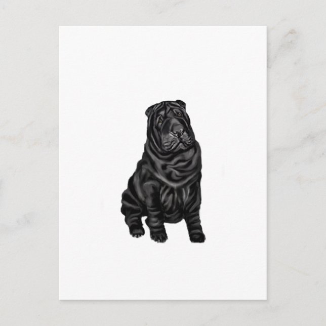 Postal Shar Pei chino - negro (Anverso)