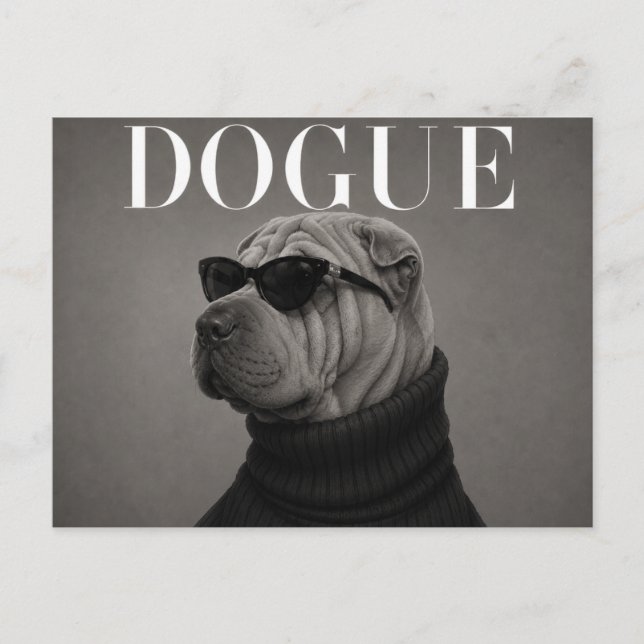 Postal Shar Pei Editorial de Moda de Lujo (Anverso)