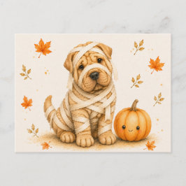 Postal Shar Pei Momia Halloween