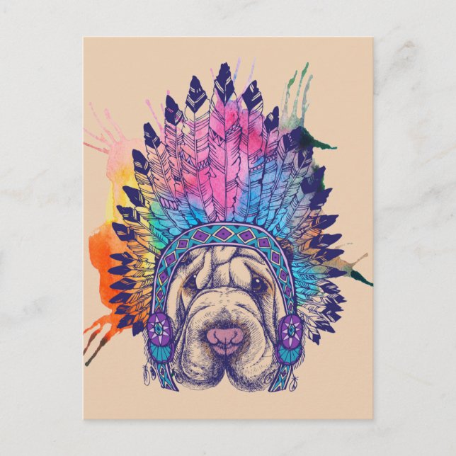 Postal Sharpei, nativo americano jefe indio (Anverso)