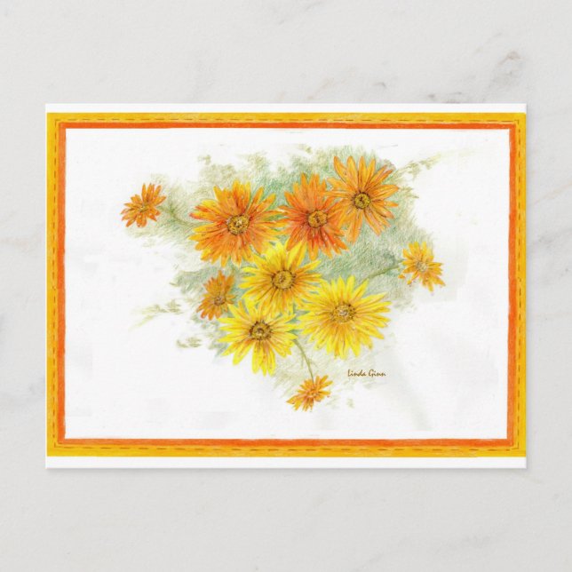 Postal Shasta Daisies tras la lluvia (Anverso)