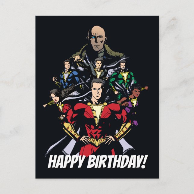 Postal ¡SHAZAM! | Familia Shazam Vs. Dr. Sivana (Anverso)