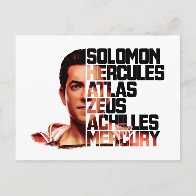 Postal ¡SHAZAM! | Gráfico de Acrónimo de Shazam Closeup (Anverso)