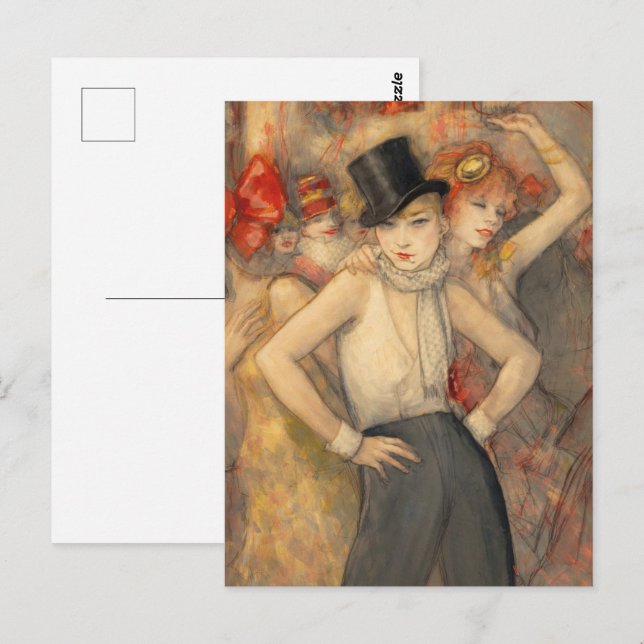 Postal She Represents Art by Jeanne Mammen (Anverso / Reverso)