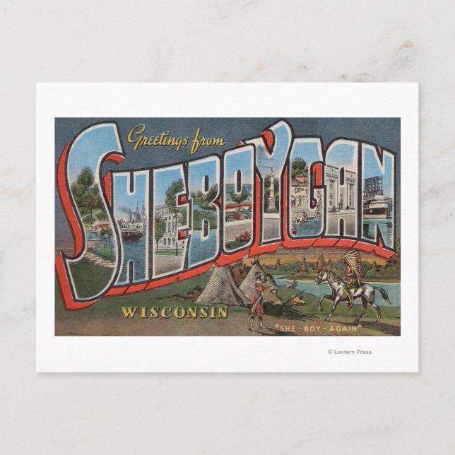 Postal Sheboygan, Wisconsin (indios nº 1) (Anverso)
