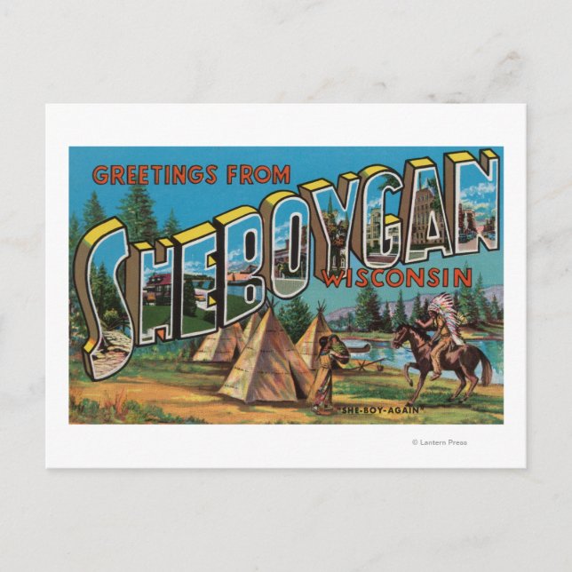 Postal Sheboygan, Wisconsin (indios nº 2) (Anverso)
