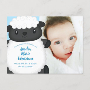 Postal Sheep Baby Shower Farm Blue Boy