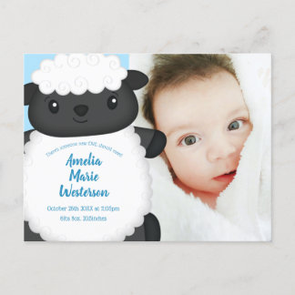 Postal Sheep Baby Shower Farm Blue Boy