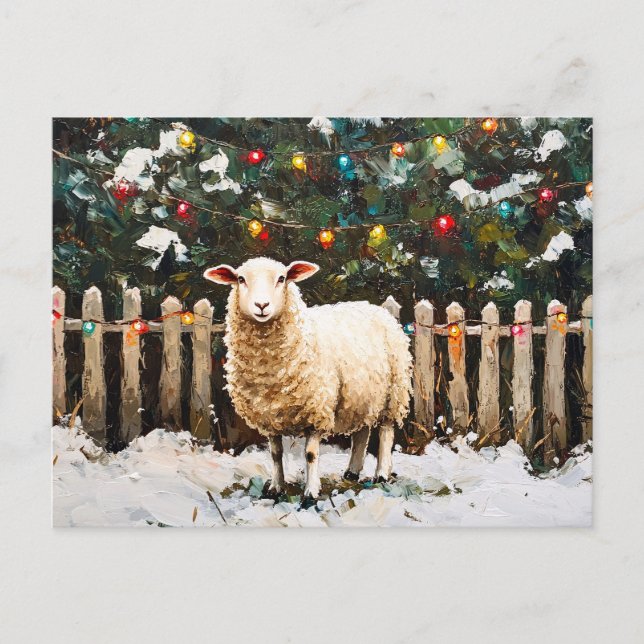 Postal Sheep in Holiday Snow Scene (Anverso)