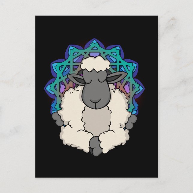 Postal Sheep Lover Meditating Gift Women Yoga Meditation (Anverso)