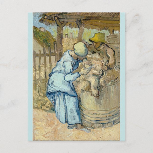 Postal Sheep Shearer tras Millet por Vincent Van Gogh (Anverso)