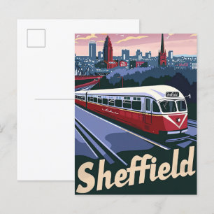 Postal Sheffield Gran Bretaña Ilustracion de Viajes