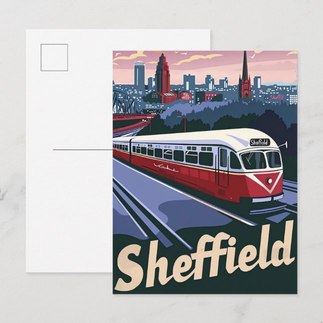 Postal Sheffield Gran Bretaña Ilustracion de Viajes (Anverso / Reverso)