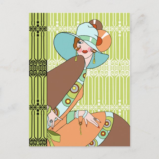 Postal Shelby, Lady de los años 30 en Kiwi y Brown (Anverso)