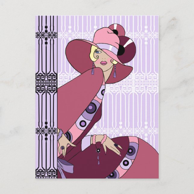 Postal Shelby, Lady in Lavender and Wine de los años 30 (Anverso)