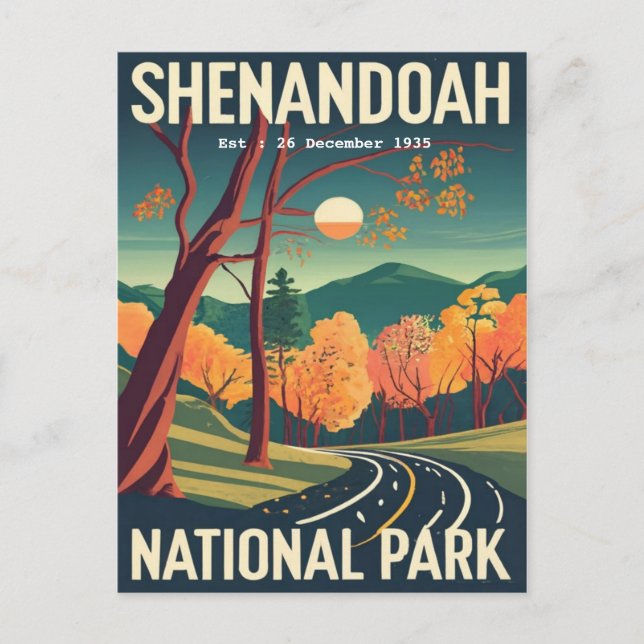 Postal Shenandoah National Park Skyline drive color del a (Anverso)