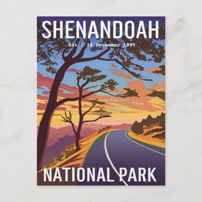 Postal Shenandoah National Park Skyline drive color del a (Anverso)