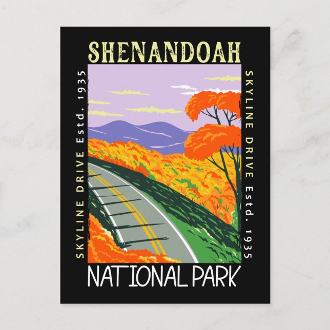 Postal Shenandoah National Park Skyline Drive Distressed (Anverso)
