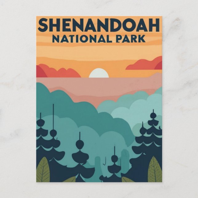 Postal Shenandoah National Park Skyline Water Color (Anverso)