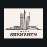 Postal Shenzhen de época China<br><div class="desc">vintage,  retro,  travel,  moderno,  acuarela,  clásico,  shenzhen,  China,  chino,  turismo, </div>