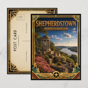 Postal Shepherdstown Virginia Occidental Arte Deco Golde