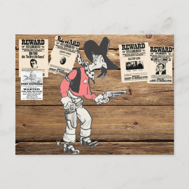 Postal Sherrif Viejo Con Un Arma Dibujada (Anverso)