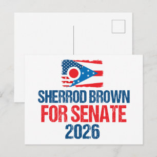 Postal Sherrod Brown para Senado Elección 2026 Bandera de