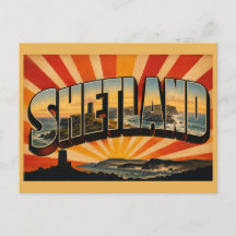 Shetland Escocia Arte de Viaje Vintage