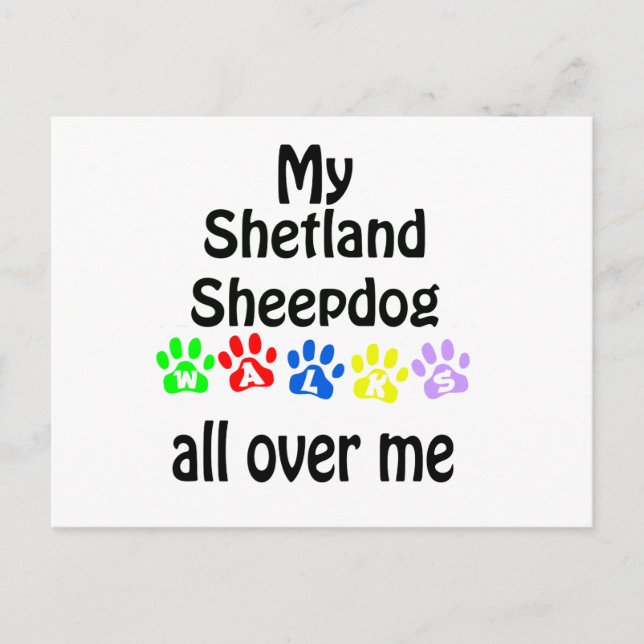 Postal Shetland Sheepdog Walks Design (Anverso)