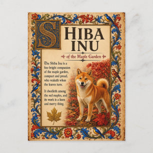 Postal Shiba Inu, Arte de Bestiario Medieval