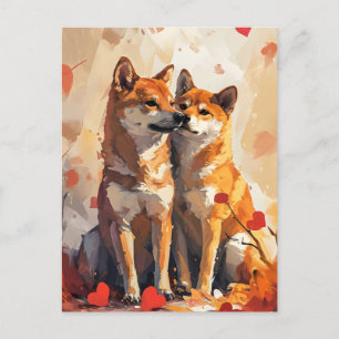 Postal Shiba Inu El día de San Valentín
