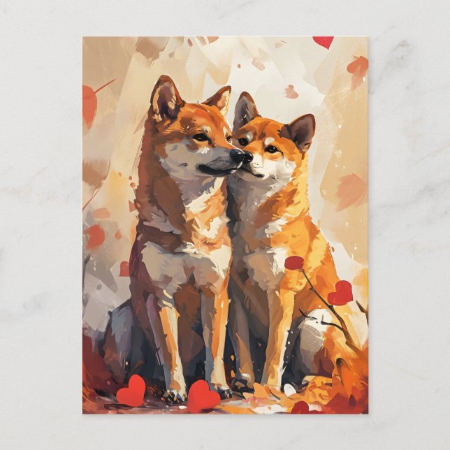 Postal Shiba Inu El día de San Valentín (Anverso)