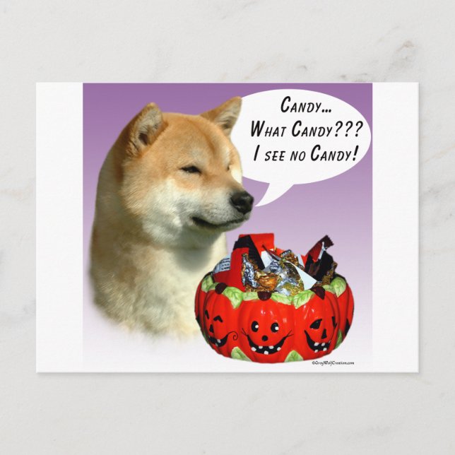 Postal Shiba Inu Halloween Candy (Anverso)