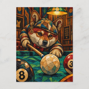 Postal Shiba Inu, mosaico geométrico