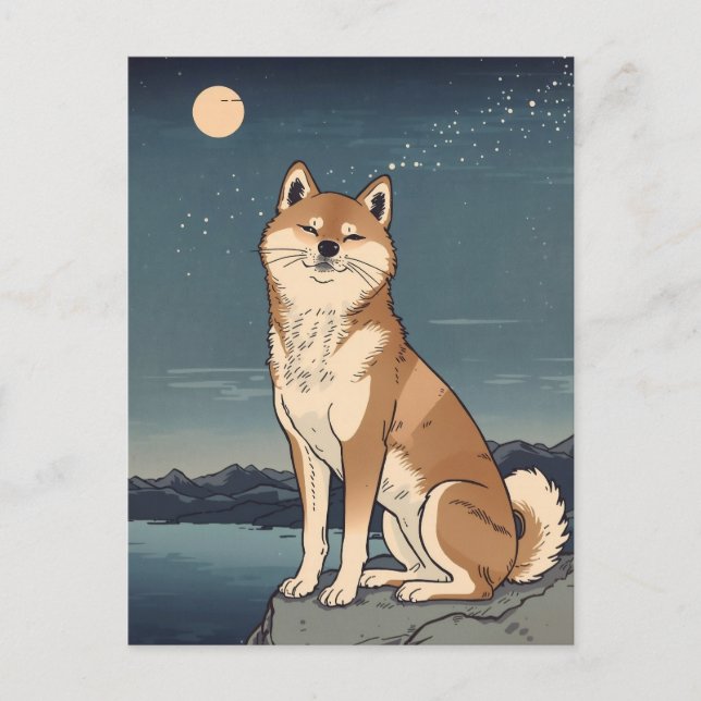 Postal Shiba Inu Night Sky Postcard (Anverso)