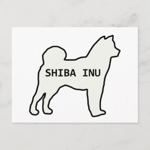 Postal Shiba Inu nombre silhouette crema
