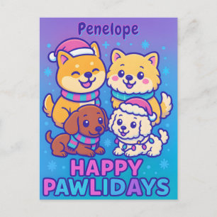 Postal Shiba Inu Poodle Dachshund festivo 