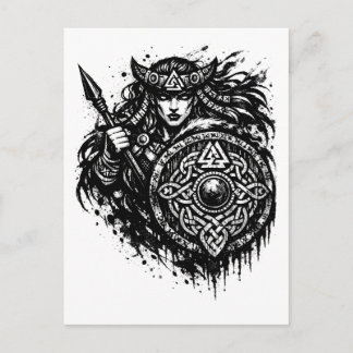 Postal Shield Maiden Spear‑Sigil – Mythic Warrior Ink