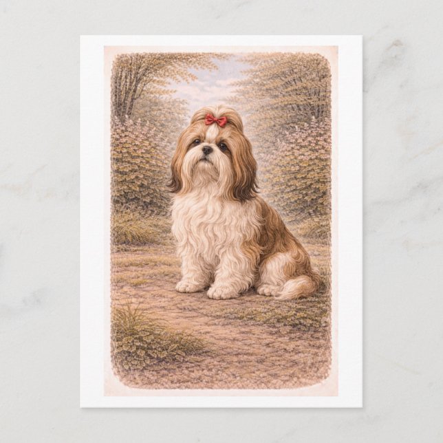 Postal Shih Tzu de estilo vintage (Anverso)