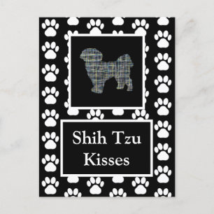 Postal Shih Tzu Dog besa silueta amarillo y azul