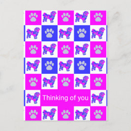 Postal Shih Tzu Dog & Paw Pink & Blue Thight